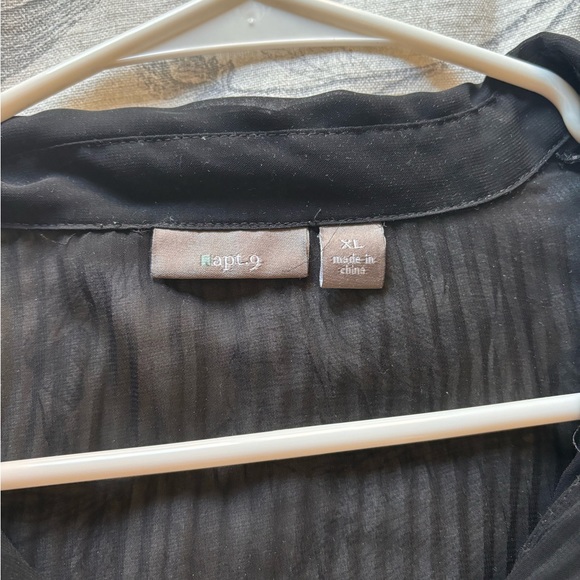 Apt 9 sheer black women’s button down collared blouse size XL - Picture 3 of 4